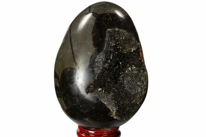 Septarian Dragon Egg Geode - Black Crystals #118748